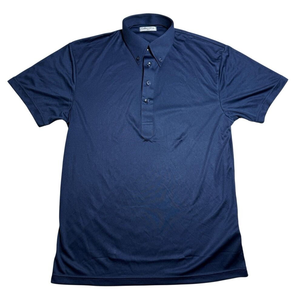 Collars and Co Oxford Button Down Collar Polo Shirt S Navy Blue Classic Office